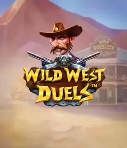  Immerse yourself in the wild world of "Wild West Duels" by Pragmatic Play, featuring a gritty gunslinger ready for a showdown. The image features a resolute cowboy with crossed pistols, framed by a dusty Western town. His intense eyes and authentic attire capture the essence of the Old West. The game's title is boldly presented in an ornate font, adding to the adventurous theme. 